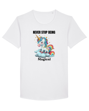 Unicorn dragut mesaj Never Stop Being Magical, design 1 White