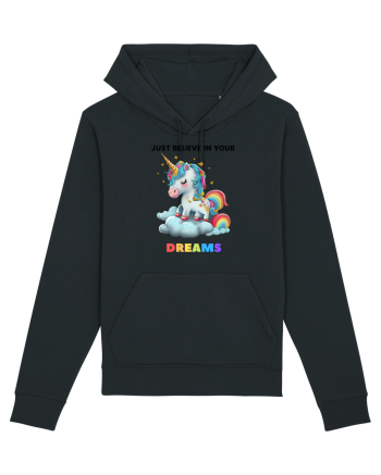 Unicorn dragut mesaj Just Believe in Your Dreams, design 1 Black