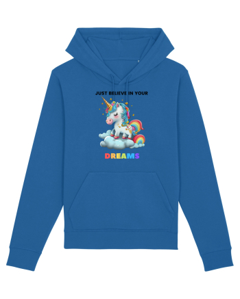 Unicorn dragut mesaj Just Believe in Your Dreams, design 1 Royal Blue