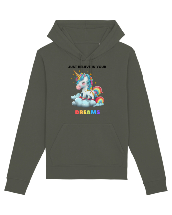 Unicorn dragut mesaj Just Believe in Your Dreams, design 1 Khaki