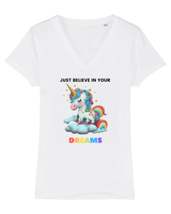 Unicorn dragut mesaj Just Believe in Your Dreams, design 1 White