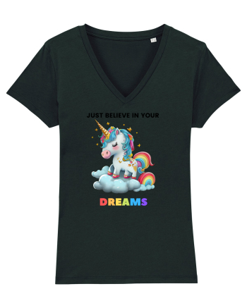 Unicorn dragut mesaj Just Believe in Your Dreams, design 1 Black