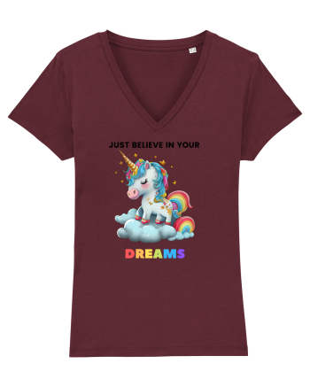 Unicorn dragut mesaj Just Believe in Your Dreams, design 1 Burgundy