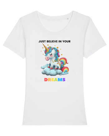 Unicorn dragut mesaj Just Believe in Your Dreams, design 1 White