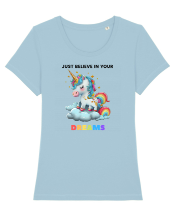 Unicorn dragut mesaj Just Believe in Your Dreams, design 1 Sky Blue