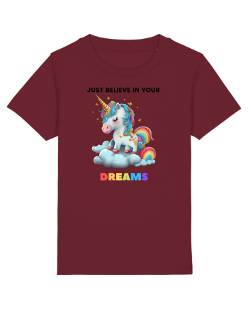 Unicorn dragut mesaj Just Believe in Your Dreams, design 1 Burgundy