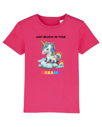 Unicorn dragut mesaj Just Believe in Your Dreams, design 1 Raspberry