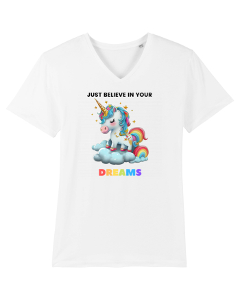 Unicorn dragut mesaj Just Believe in Your Dreams, design 1 White