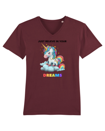 Unicorn dragut mesaj Just Believe in Your Dreams, design 1 Burgundy