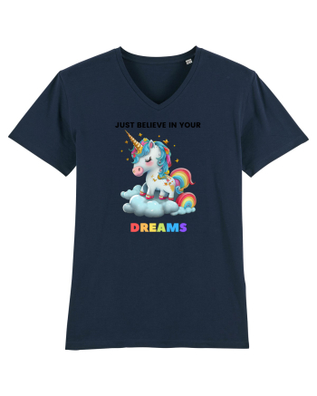 Unicorn dragut mesaj Just Believe in Your Dreams, design 1 French Navy