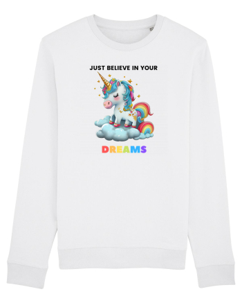 Unicorn dragut mesaj Just Believe in Your Dreams, design 1 White