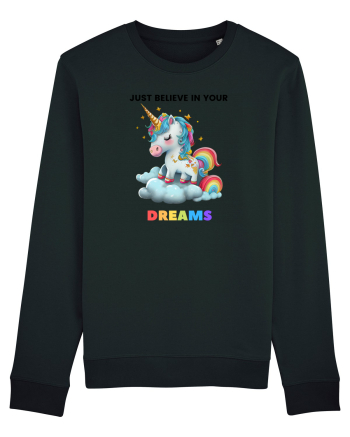 Unicorn dragut mesaj Just Believe in Your Dreams, design 1 Black