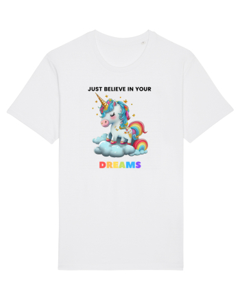 Unicorn dragut mesaj Just Believe in Your Dreams, design 1 White