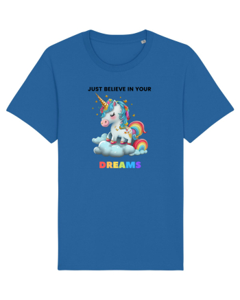 Unicorn dragut mesaj Just Believe in Your Dreams, design 1 Royal Blue