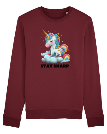 Unicorn dragut mesaj Stay Sharp, design 1 Burgundy