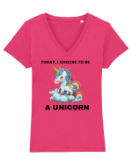 Unicorn dragut mesaj Today, I choose to be a unicorn, design 1 Tricou mânecă scurtă guler V Damă Evoker