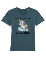 Unicorn dragut mesaj Today, I choose to be a unicorn, design 1 Tricou mânecă scurtă guler V Bărbat Presenter