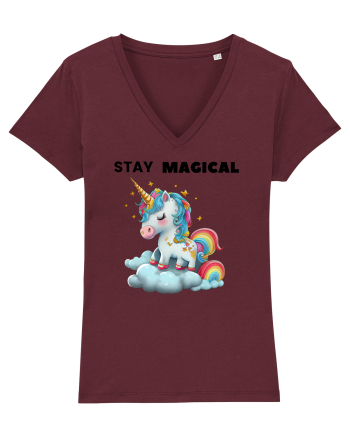 Unicorn dragut mesaj Stay magical, design 1 Burgundy
