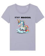 Unicorn dragut mesaj Stay magical, design 1 Tricou mânecă scurtă guler larg fitted Damă Expresser
