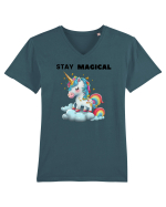 Unicorn dragut mesaj Stay magical, design 1 Tricou mânecă scurtă guler V Bărbat Presenter