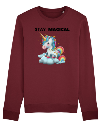 Unicorn dragut mesaj Stay magical, design 1 Burgundy