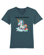 Unicorn dragut mesaj I believe in unicorns, design 1 Tricou mânecă scurtă guler V Bărbat Presenter