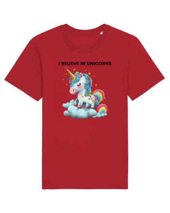 Unicorn dragut mesaj I believe in unicorns, design 1 Red