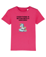 Unicorn dragut mesaj Everything is better with a unicorn!, design 1 Tricou mânecă scurtă  Copii Mini Creator