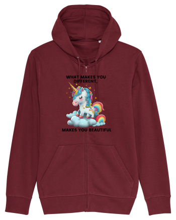 Unicorn mesaj What makes you different, makes you beautiful, design 1 Burgundy