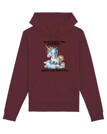 Unicorn mesaj What makes you different, makes you beautiful, design 1 Burgundy