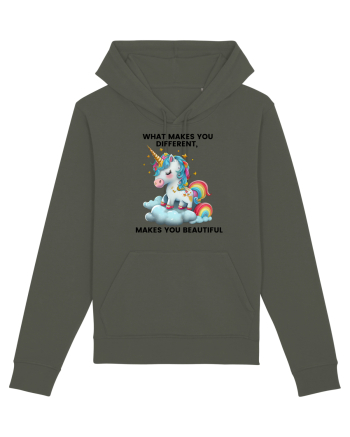 Unicorn mesaj What makes you different, makes you beautiful, design 1 Khaki
