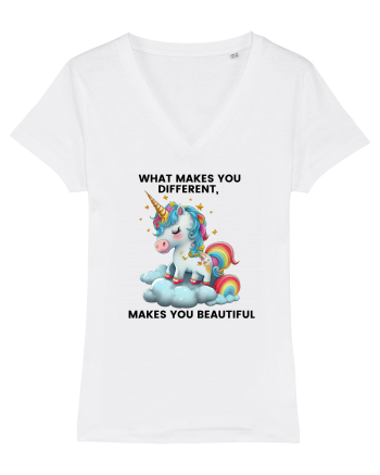 Unicorn mesaj What makes you different, makes you beautiful, design 1 White