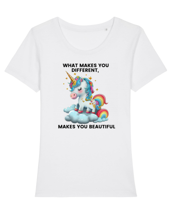 Unicorn mesaj What makes you different, makes you beautiful, design 1 White
