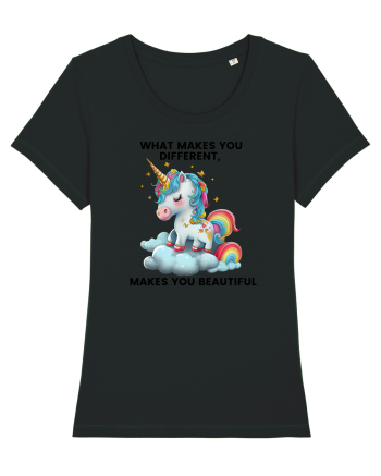 Unicorn mesaj What makes you different, makes you beautiful, design 1 Black
