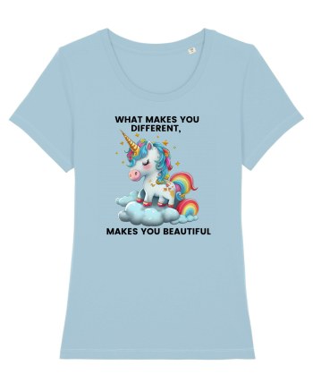 Unicorn mesaj What makes you different, makes you beautiful, design 1 Sky Blue