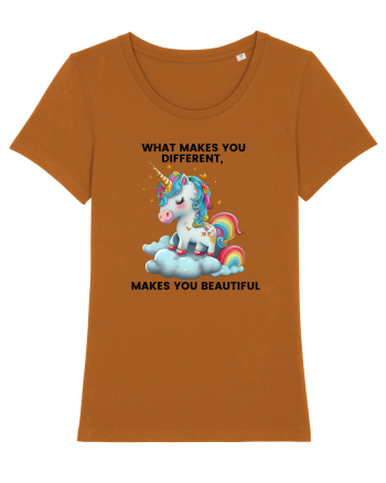 Unicorn mesaj What makes you different, makes you beautiful, design 1 Roasted Orange