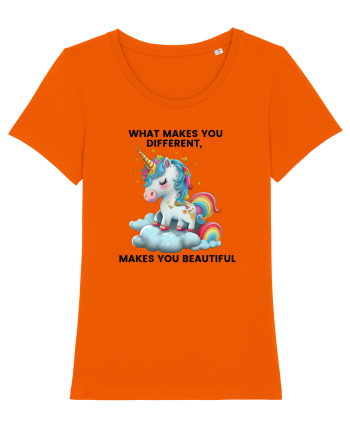 Unicorn mesaj What makes you different, makes you beautiful, design 1 Bright Orange