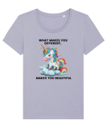 Unicorn mesaj What makes you different, makes you beautiful, design 1 Tricou mânecă scurtă guler larg fitted Damă Expresser