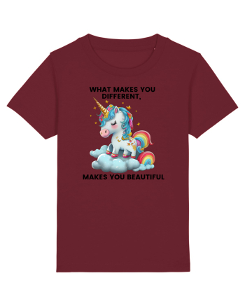 Unicorn mesaj What makes you different, makes you beautiful, design 1 Burgundy