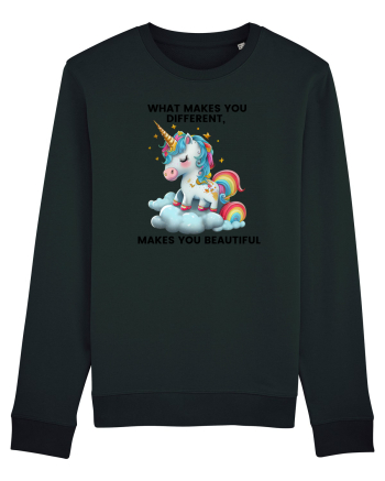 Unicorn mesaj What makes you different, makes you beautiful, design 1 Black