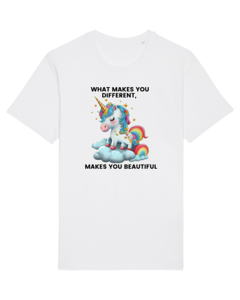 Unicorn mesaj What makes you different, makes you beautiful, design 1 White