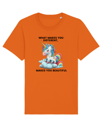 Unicorn mesaj What makes you different, makes you beautiful, design 1 Bright Orange