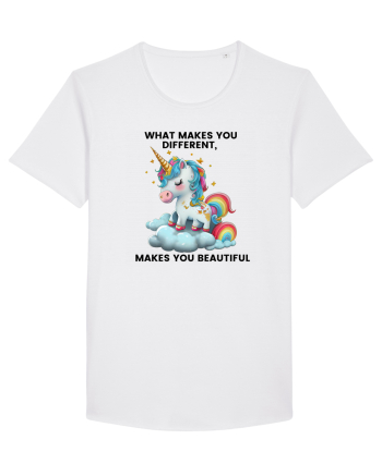 Unicorn mesaj What makes you different, makes you beautiful, design 1 White