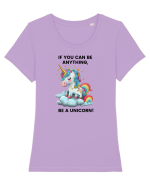 Unicorn dragut mesaj If you can be anything, be a unicorn, design 1 Tricou mânecă scurtă guler larg fitted Damă Expresser