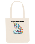 Unicorn dragut mesaj Never stop dreaming, design 1 Sacoșă textilă