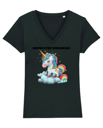 Unicorn dragut mesaj Never stop dreaming, design 1 Black