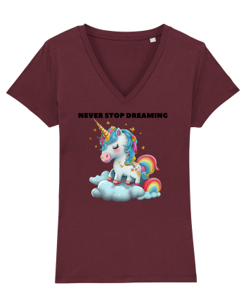 Unicorn dragut mesaj Never stop dreaming, design 1 Burgundy