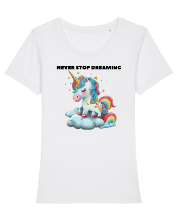 Unicorn dragut mesaj Never stop dreaming, design 1 White