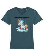 Unicorn dragut mesaj Never stop dreaming, design 1 Tricou mânecă scurtă guler V Bărbat Presenter