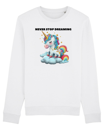 Unicorn dragut mesaj Never stop dreaming, design 1 White